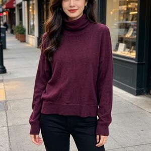 Community Burgundy Turtleneck Sweater Women’s Size Large Soft Stretch Casual